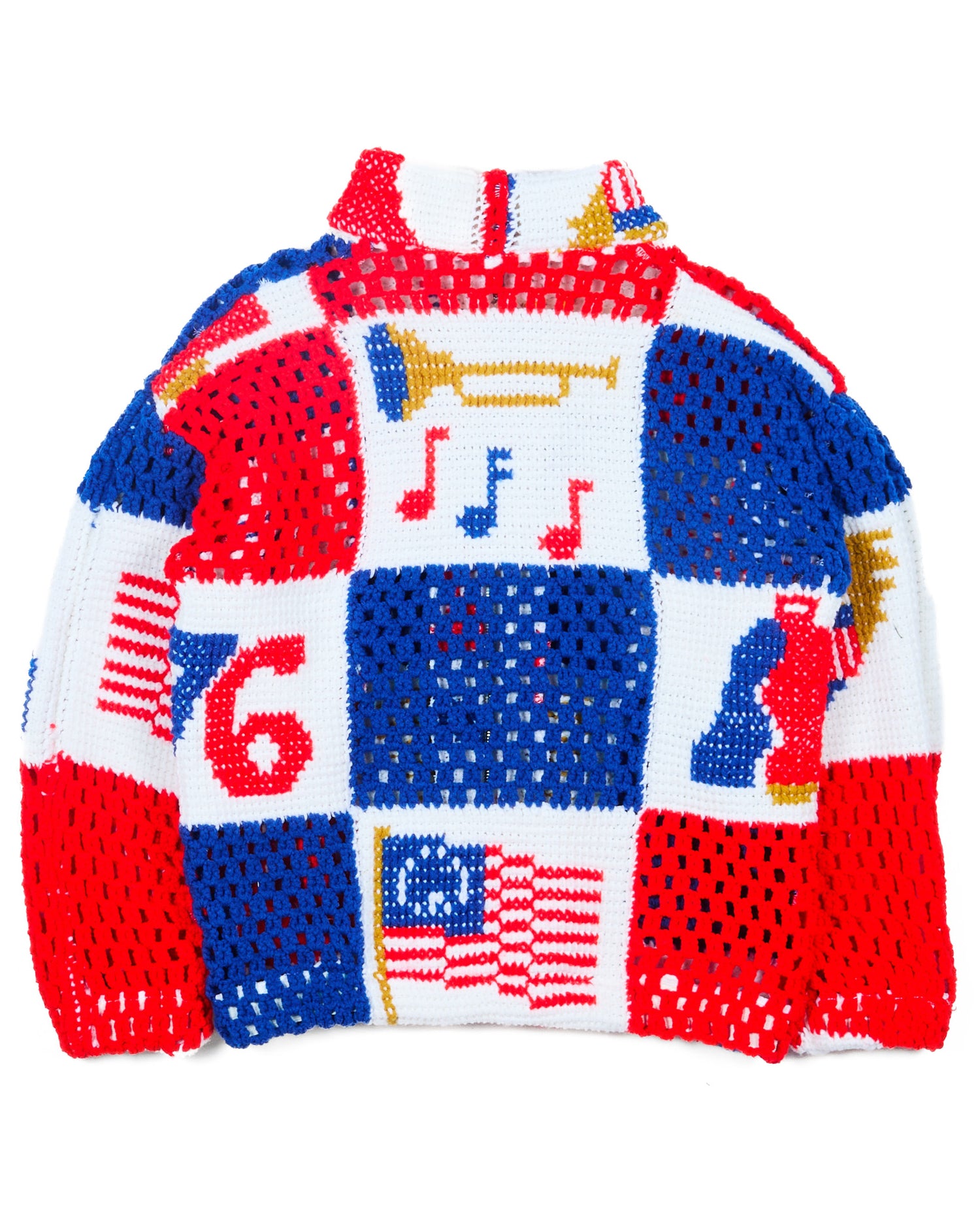 Red White Blue Crochet Zip Jacket