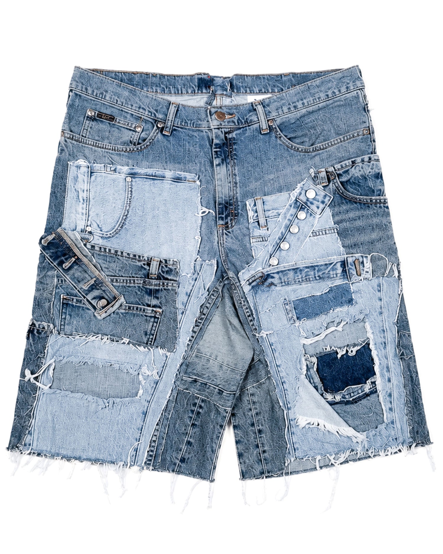 Patchwork Denim Shorts