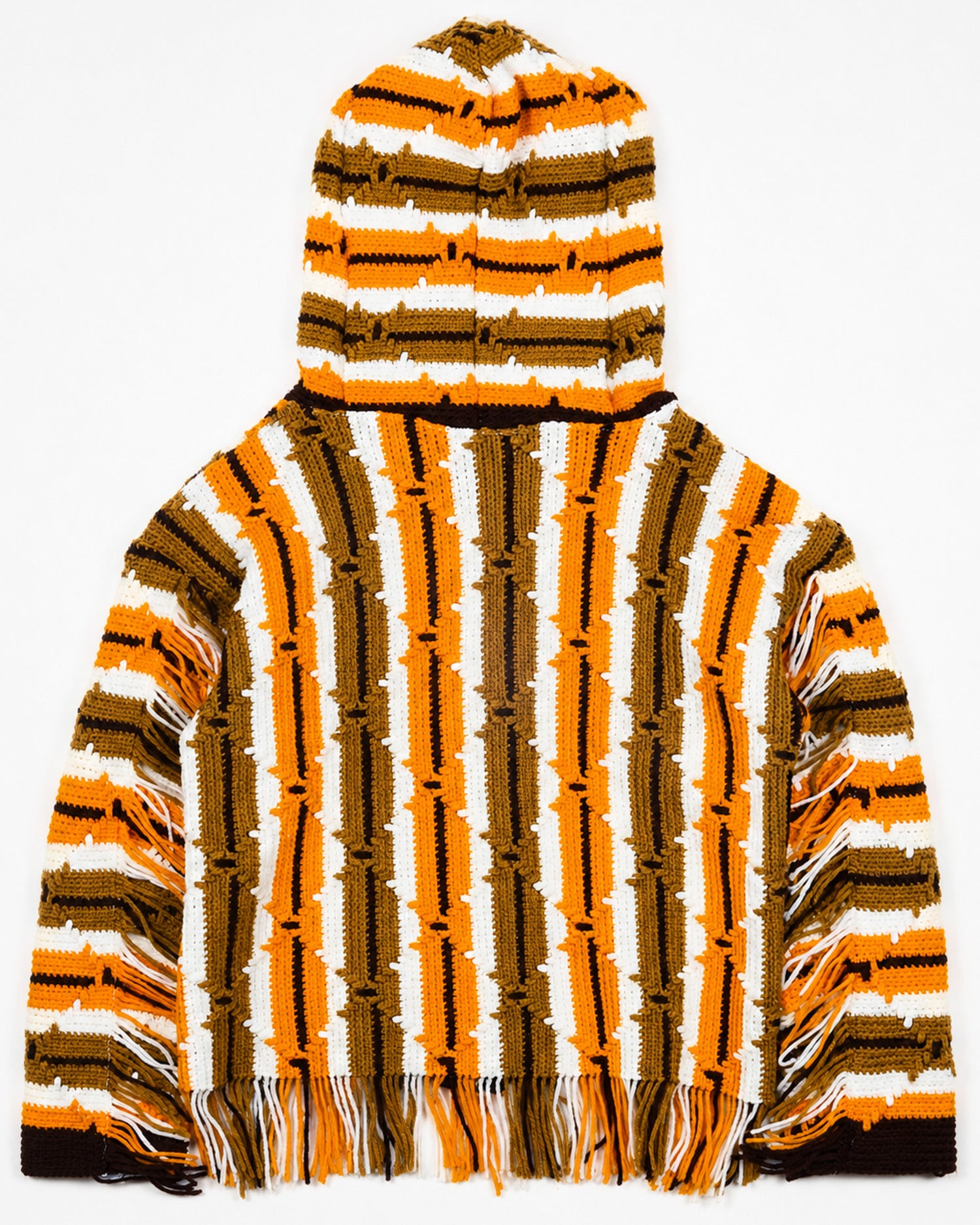 Orange Crochet Zip Poncho