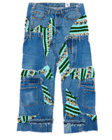 Teal Crochet x Patchwork Denim Jeans