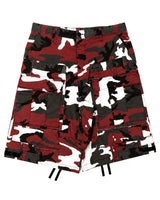Red Rework Camo Cargo Shorts