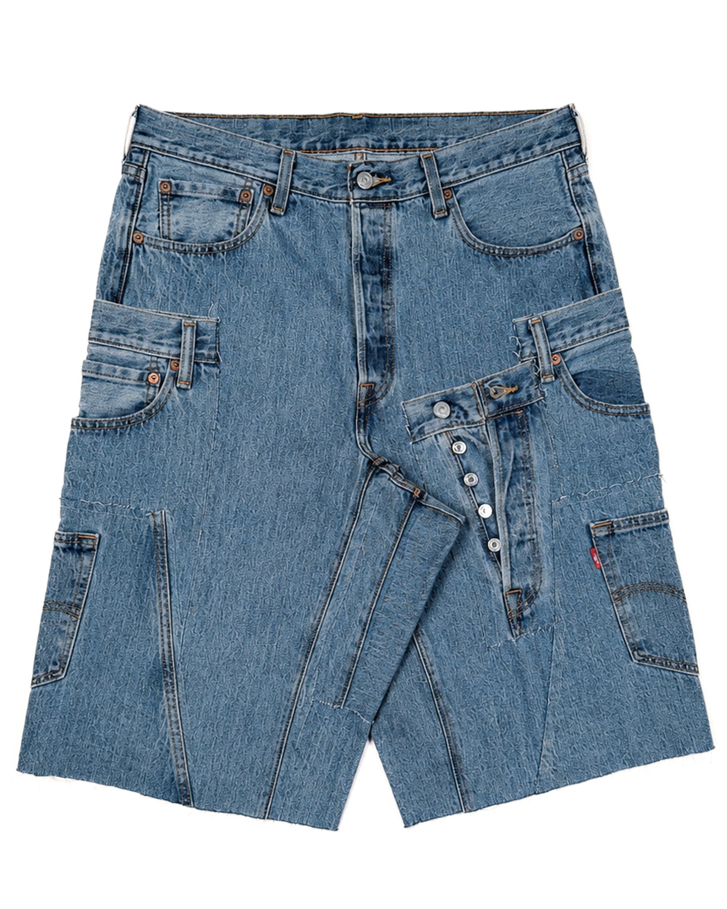 Medium Wash Rework Denim Shorts
