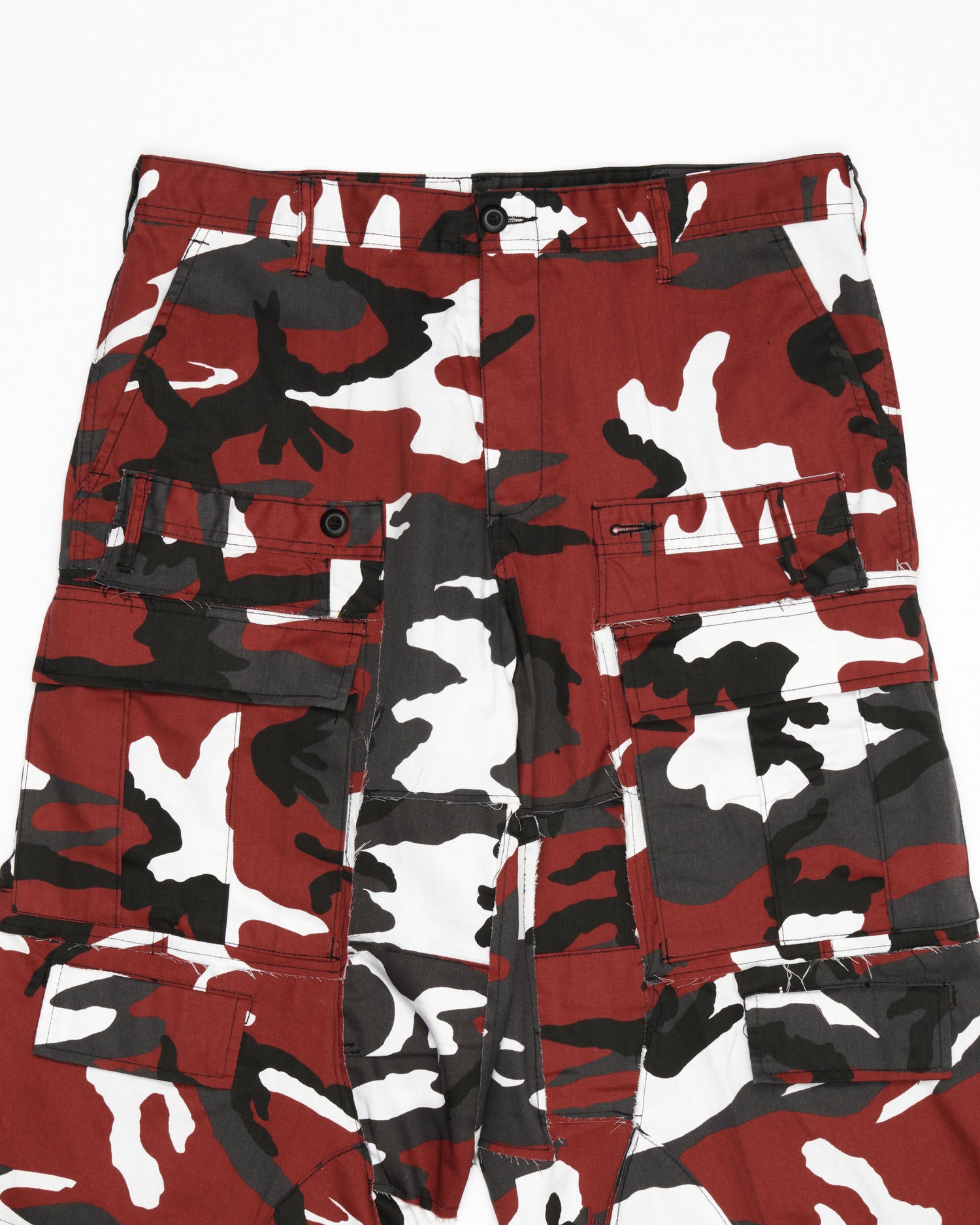 Red Rework Camo Cargo Pants