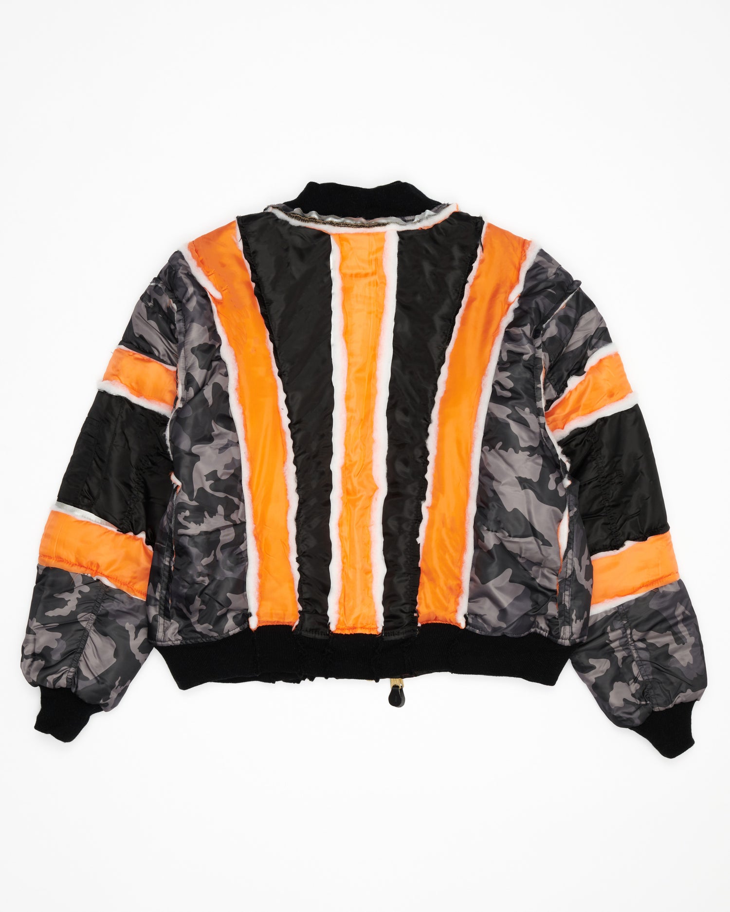 Grey Camo/Black Raw Panel Bomber Jacket