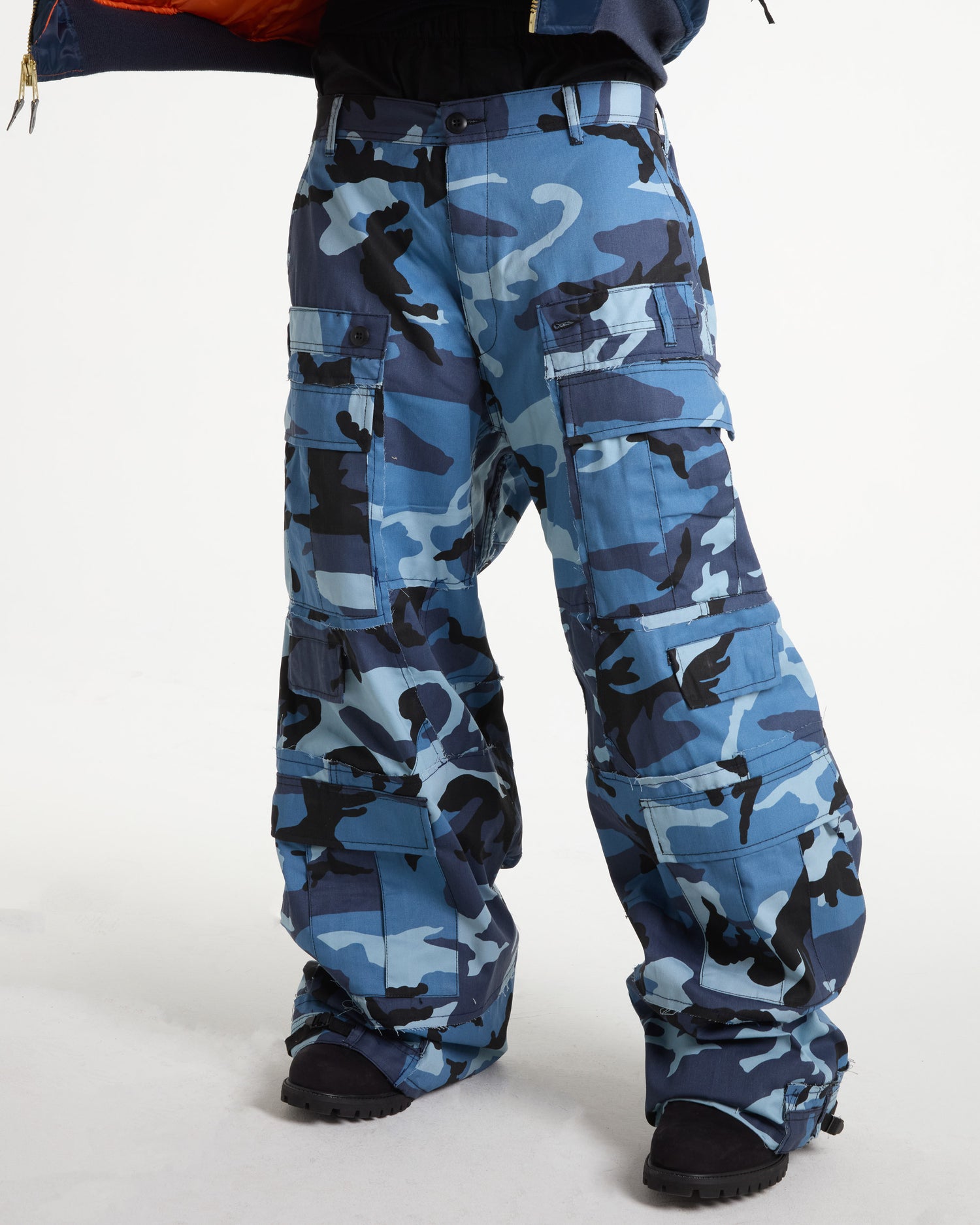Sky Blue Rework Camo Cargo Pants