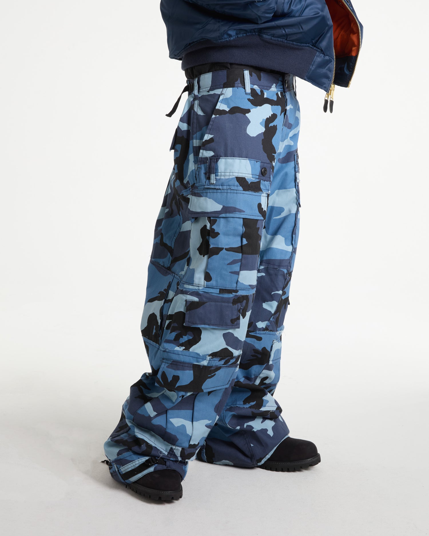Sky Blue Rework Camo Cargo Pants