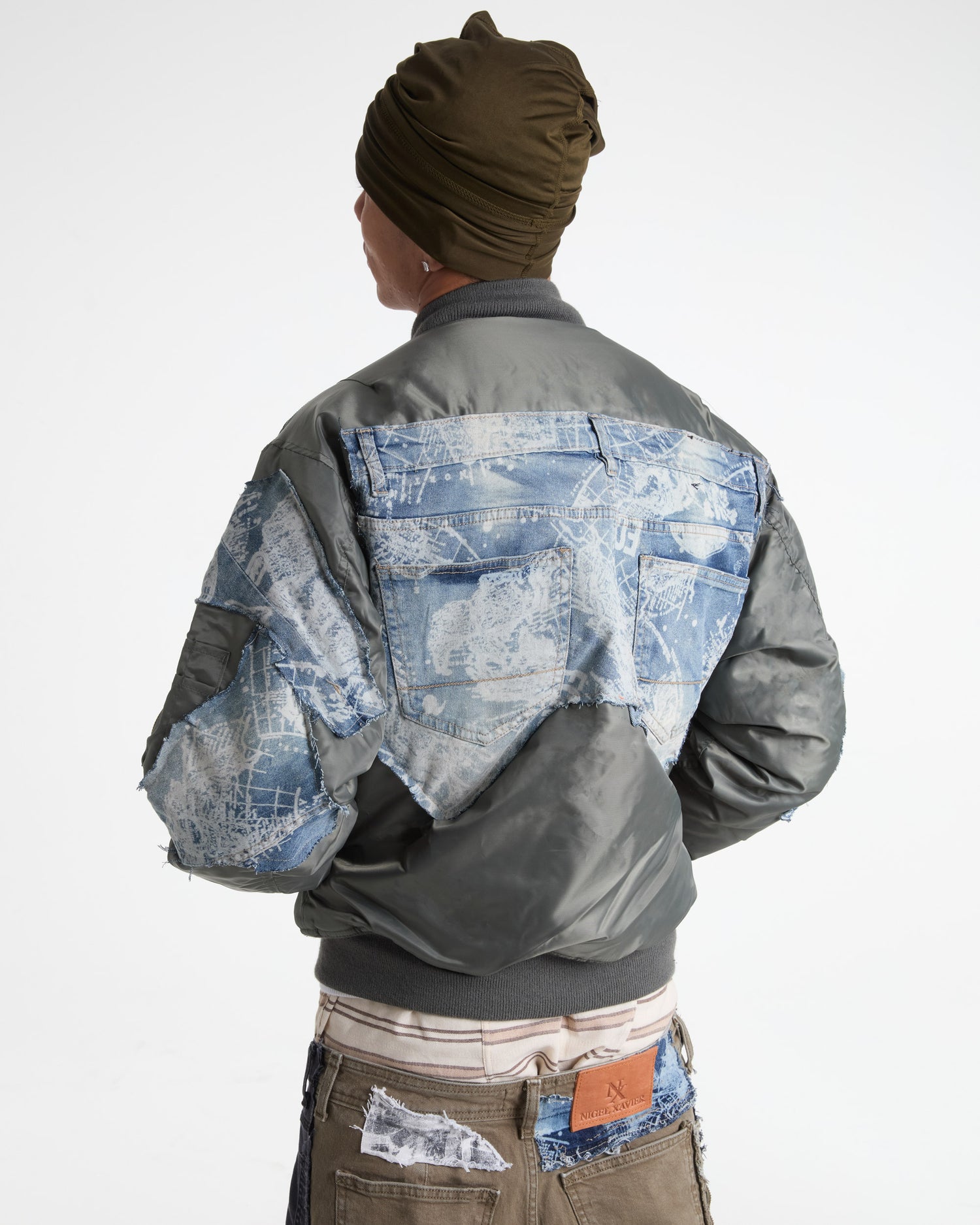 Map Denim Bomber Jacket
