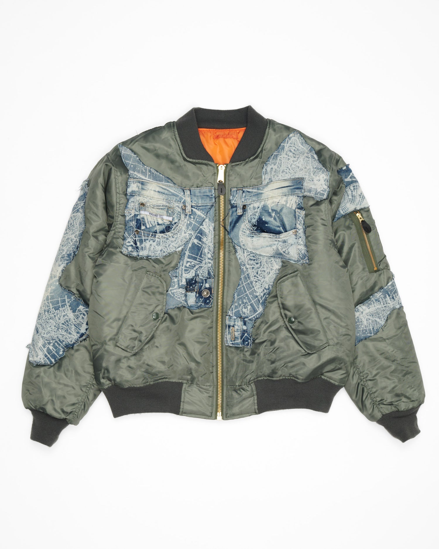 Map Denim Bomber Jacket