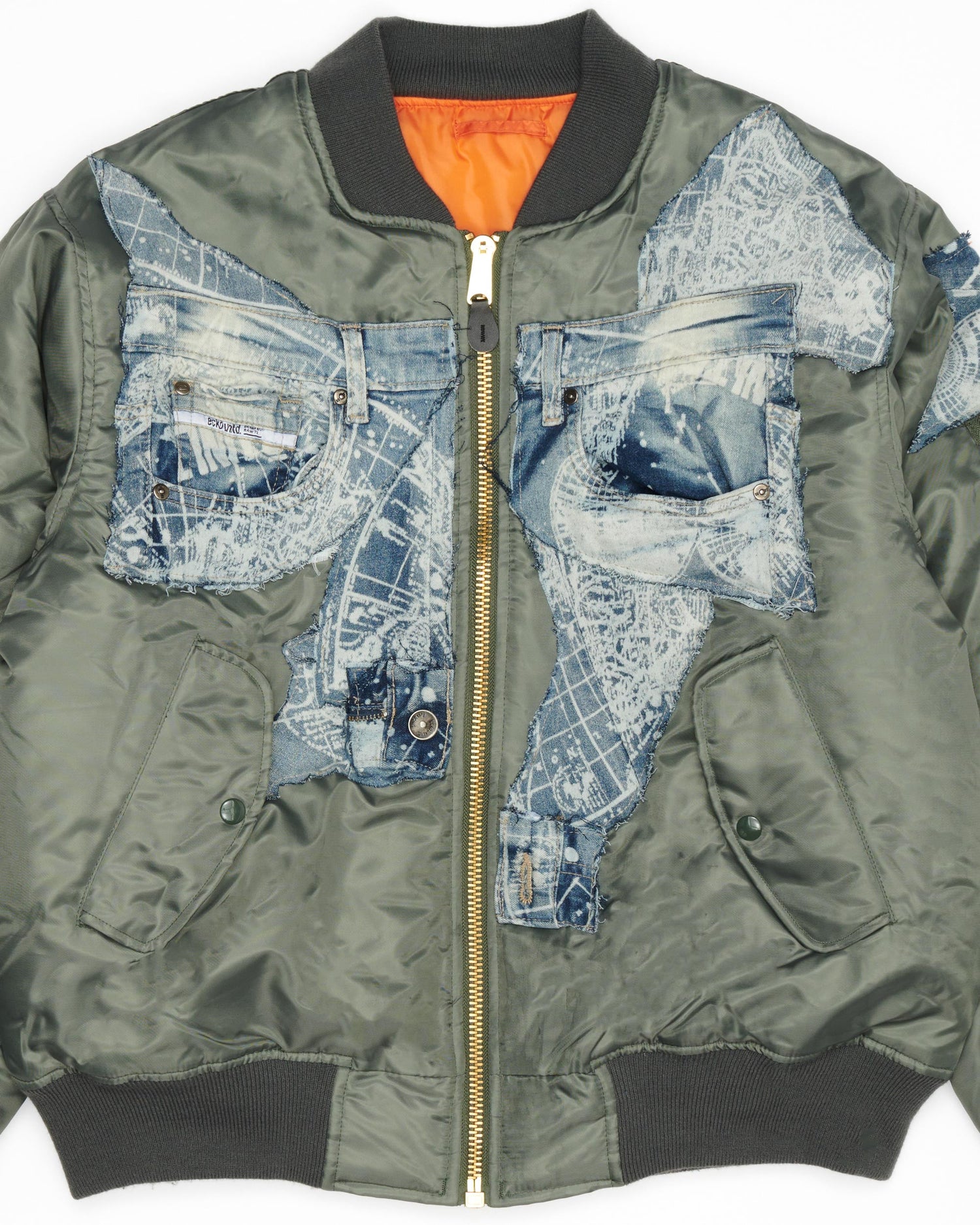 Map Denim Bomber Jacket