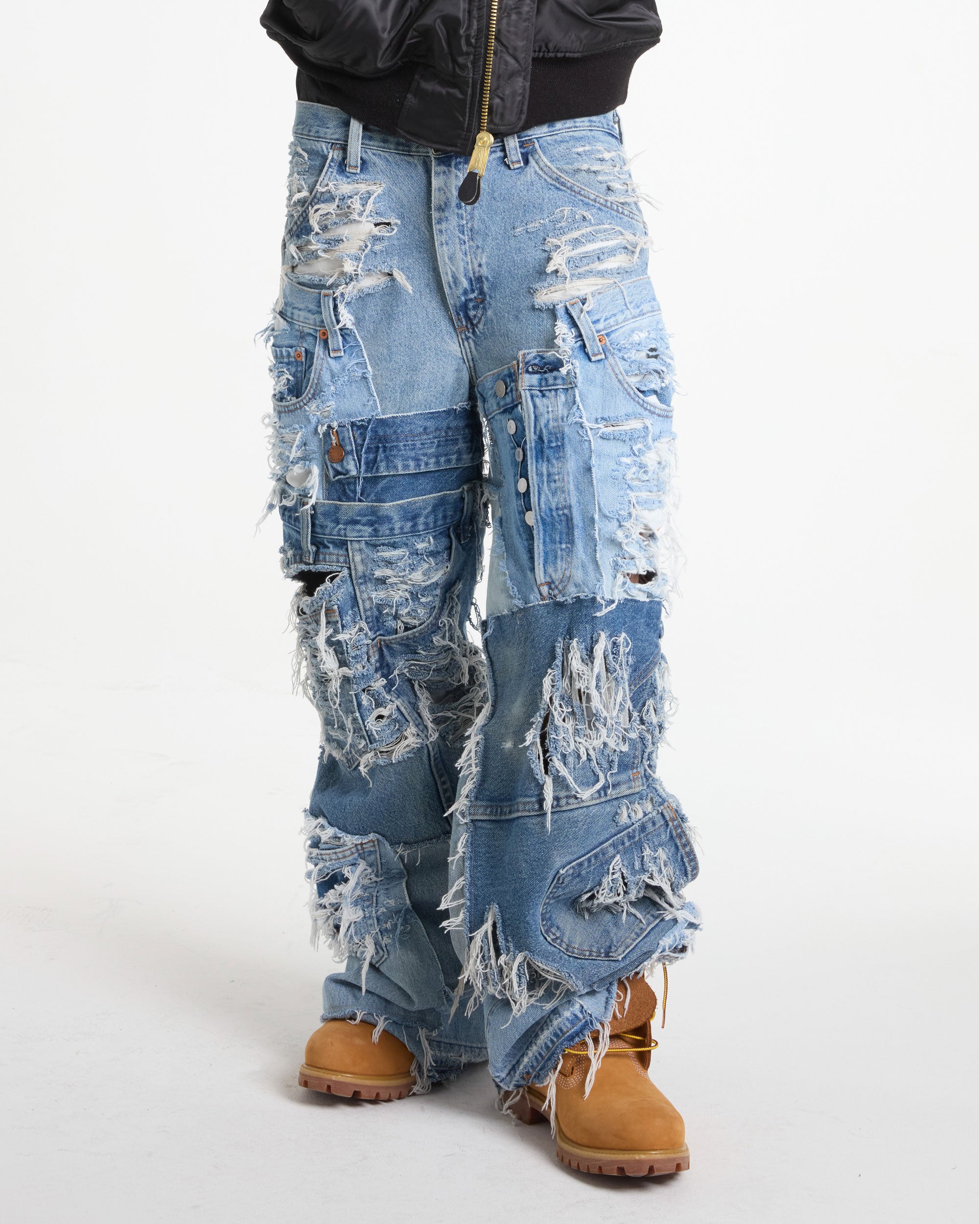 Distressed Patchwork Denim Jeans (Dark Version) – Nigel Xavier