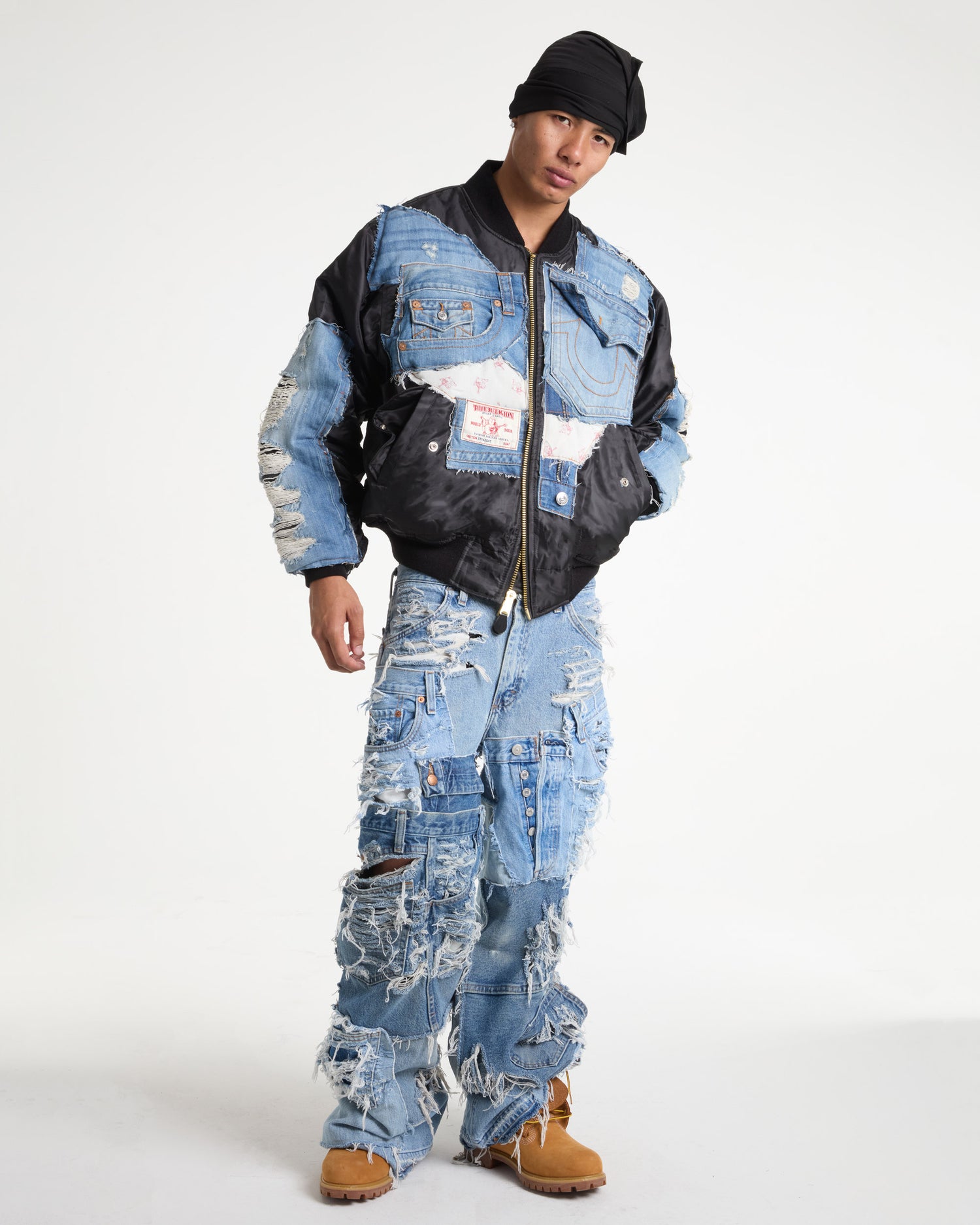 True Religion Denim Black Bomber Jacket