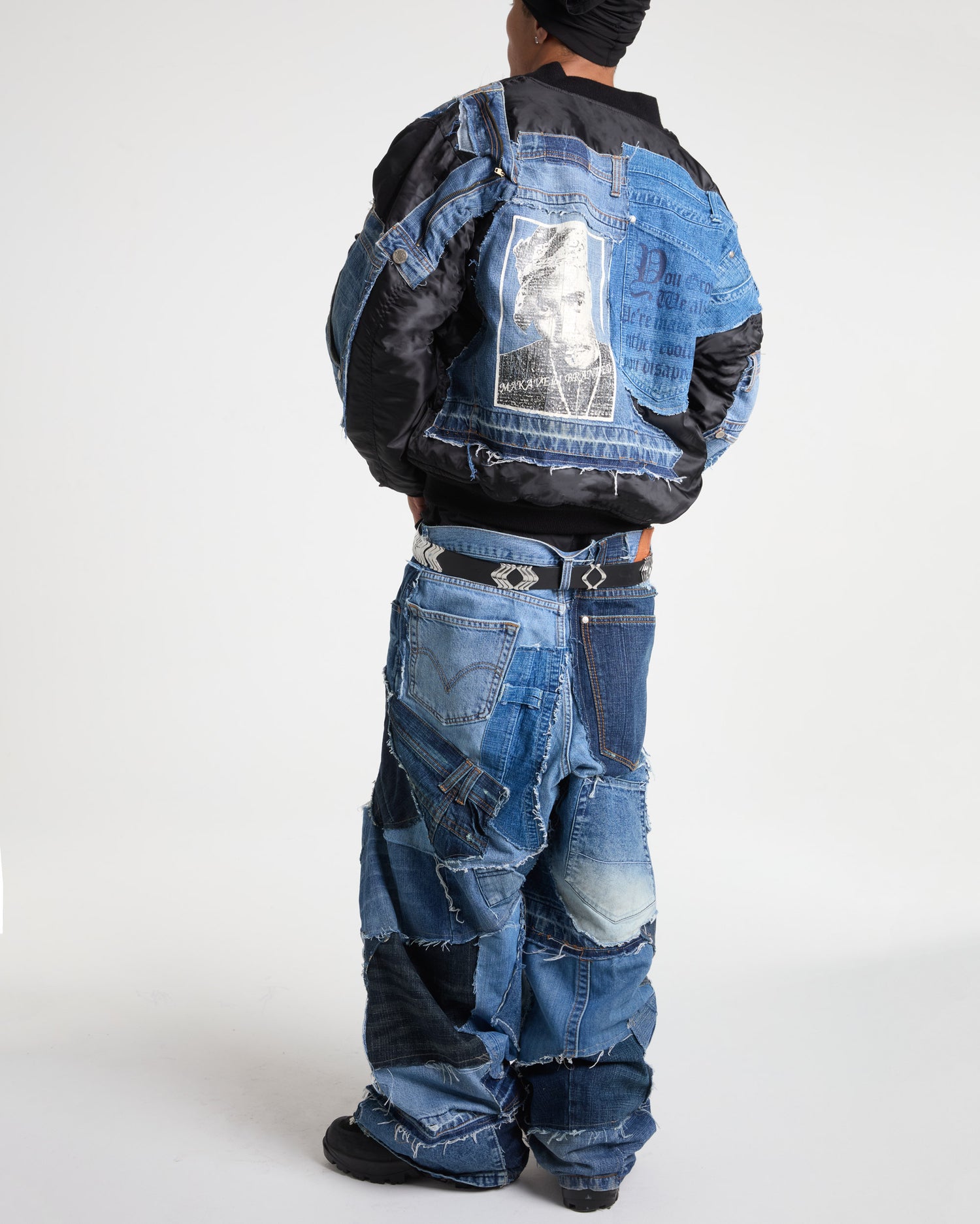 Tupac Medium Wash Denim Bomber Jacket