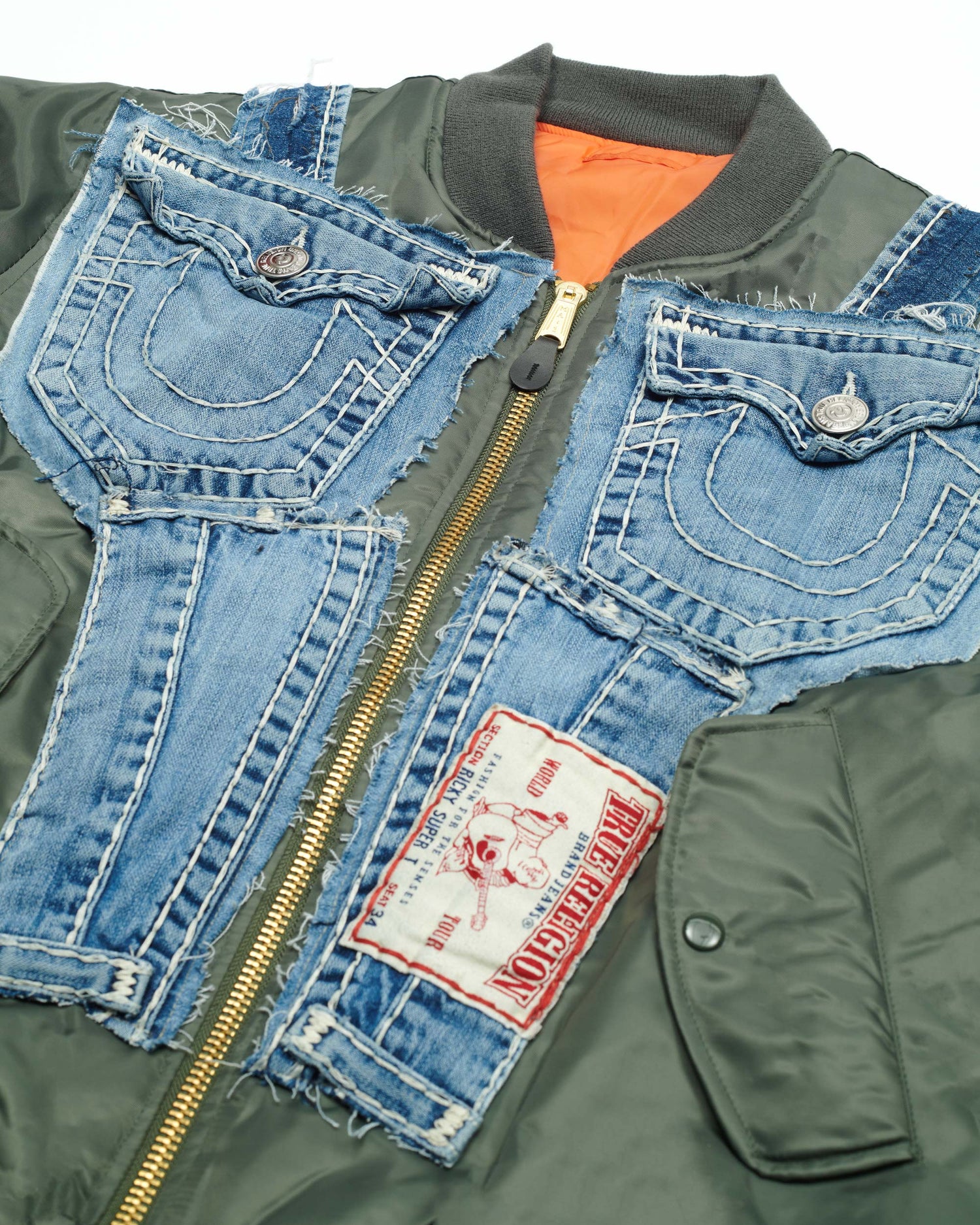 True Religion Denim Olive Bomber Jacket