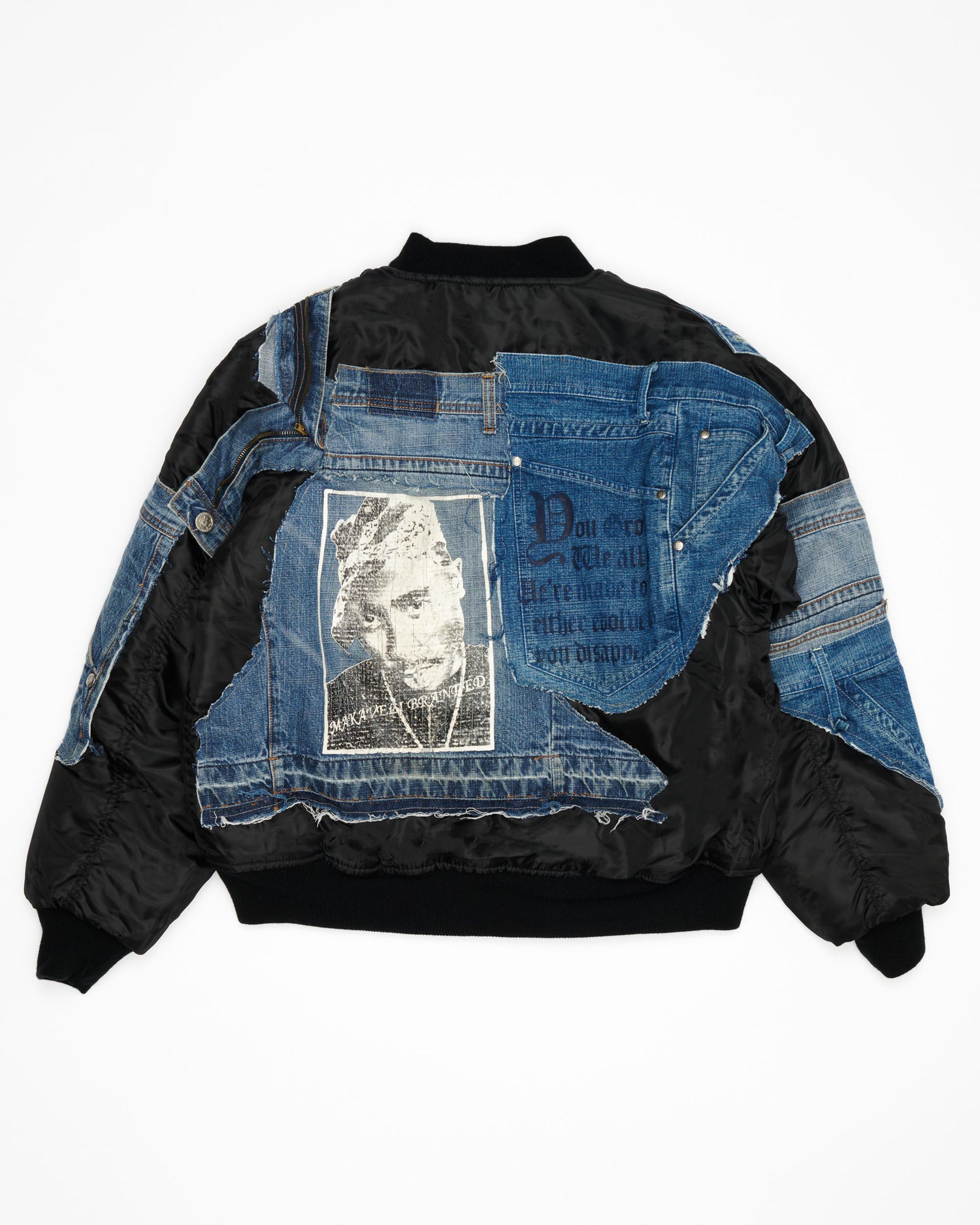 Tupac Medium Wash Denim Bomber Jacket