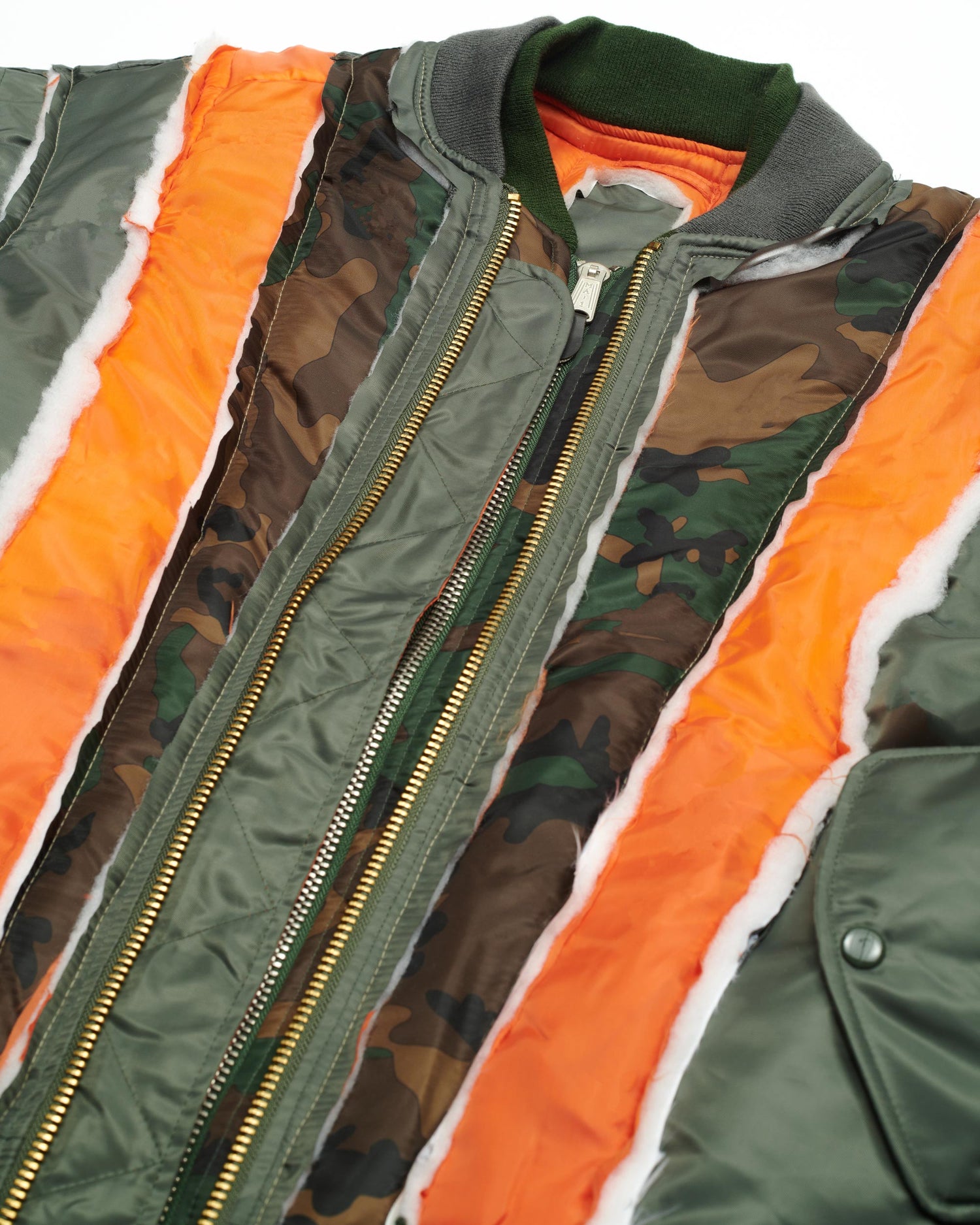 Woodland Camo/Olive Raw Panel Bomber Jacket